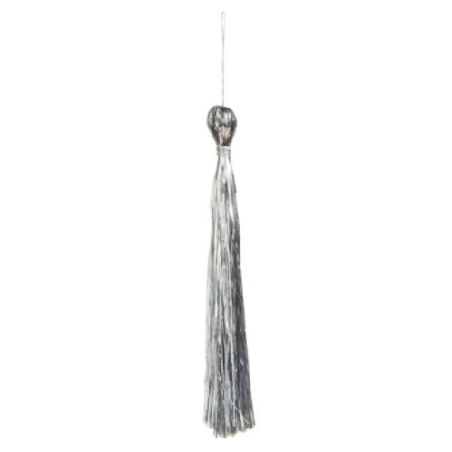  Silver Tinsel Tassel Orn 8.5" 