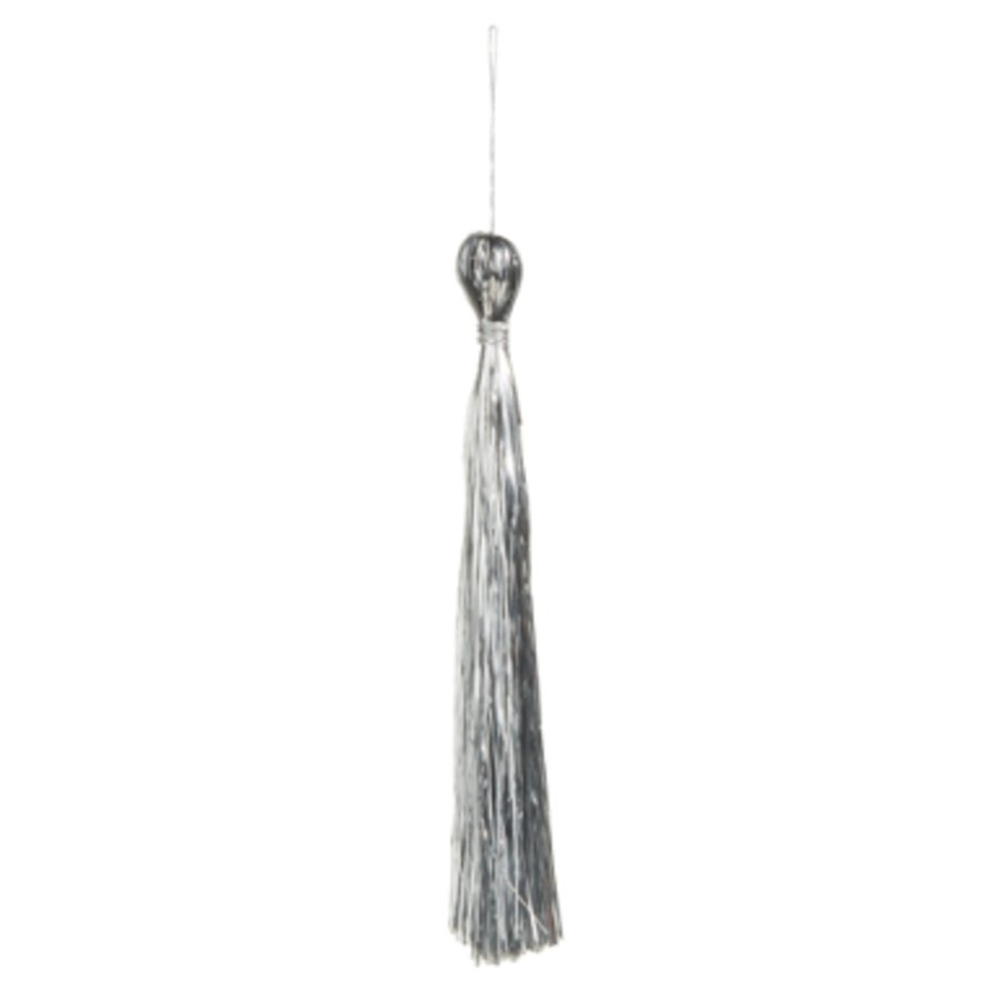 Silver Tinsel Tassel Orn 8.5"