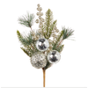 Pine and Berry with Ball Ornament Pick 16"