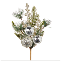 Pine and Berry with Ball Ornament Pick 16"