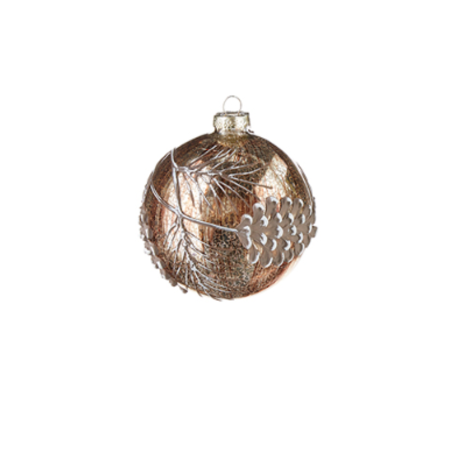 Pinecone Branch Glass Ornament
