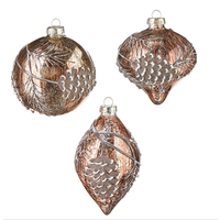 Pinecone Branch Glass Ornament