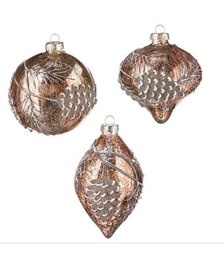 Pinecone Branch Glass Ornament