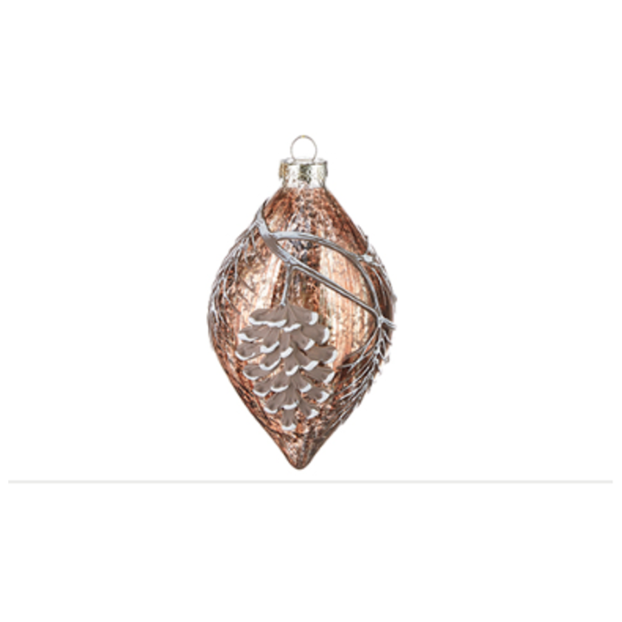 Pinecone Branch Glass Ornament