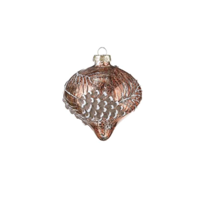 Pinecone Branch Glass Ornament