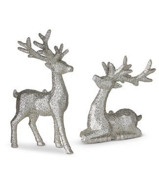 Silver Glitter Deer Ornament