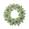 Glittered Holly Wreath Orn 5"
