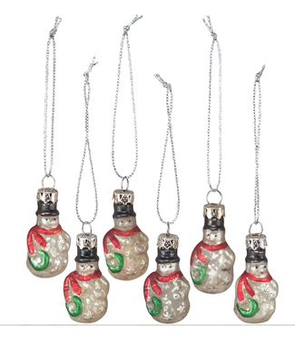 Primitives by Kathy Mini Glass Snowman Ornament Box of 6
