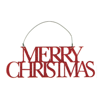 Merry Christmas Red Glitter Ornament