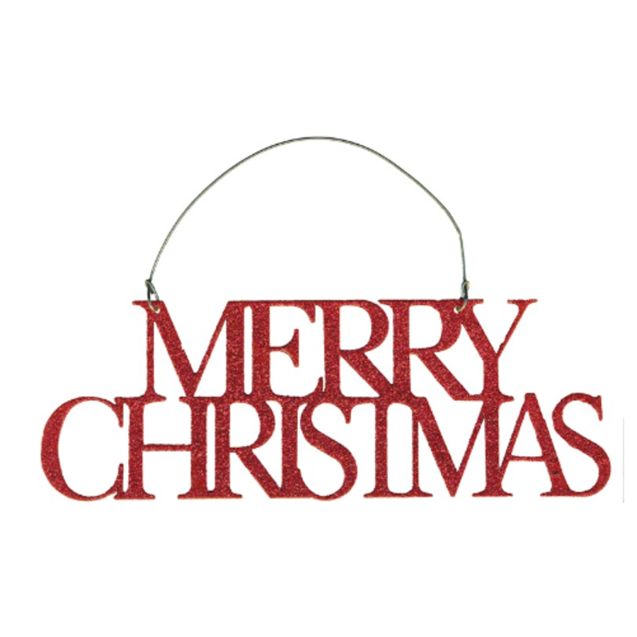 Merry Christmas Red Glitter Ornament