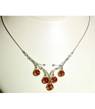 Talla Imports Amber Necklace  5 Round Drops