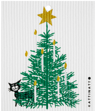 Talla Imports Christmas Tree with Cat Wash Towel