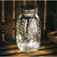 Silver Mercury Glass Lighted Lantern