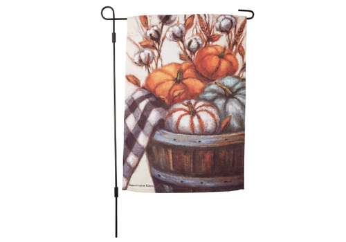  Primitives by Kathy Pumpkins In Basket Garden Flag 