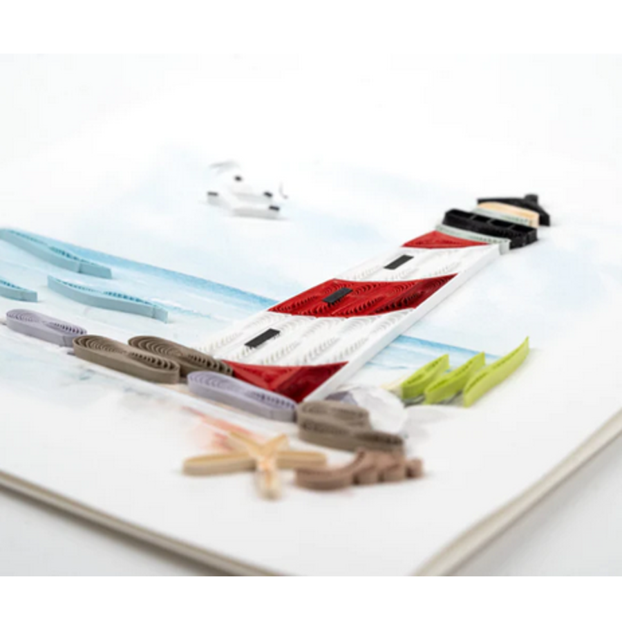 Quilled Red and White Lighthouse Greeting Card
