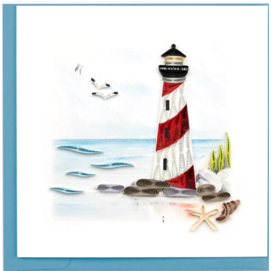 Quilled Red and White Lighthouse Greeting Card