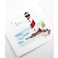 Quilled Red and White Lighthouse Greeting Card