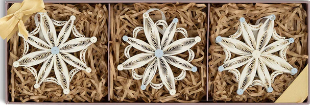 Wooden Snowflake Ornaments ~ Set of 3