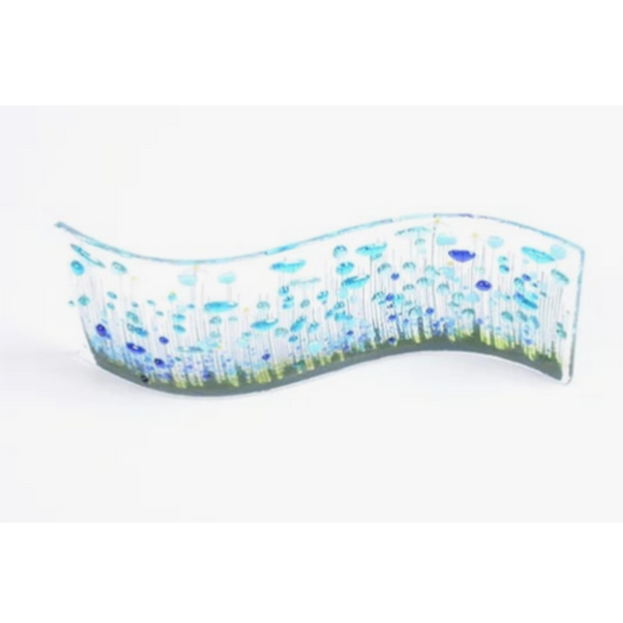 Handmade Fused Glass Cornflower Wave