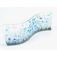 Handmade Fused Glass Cornflower Wave