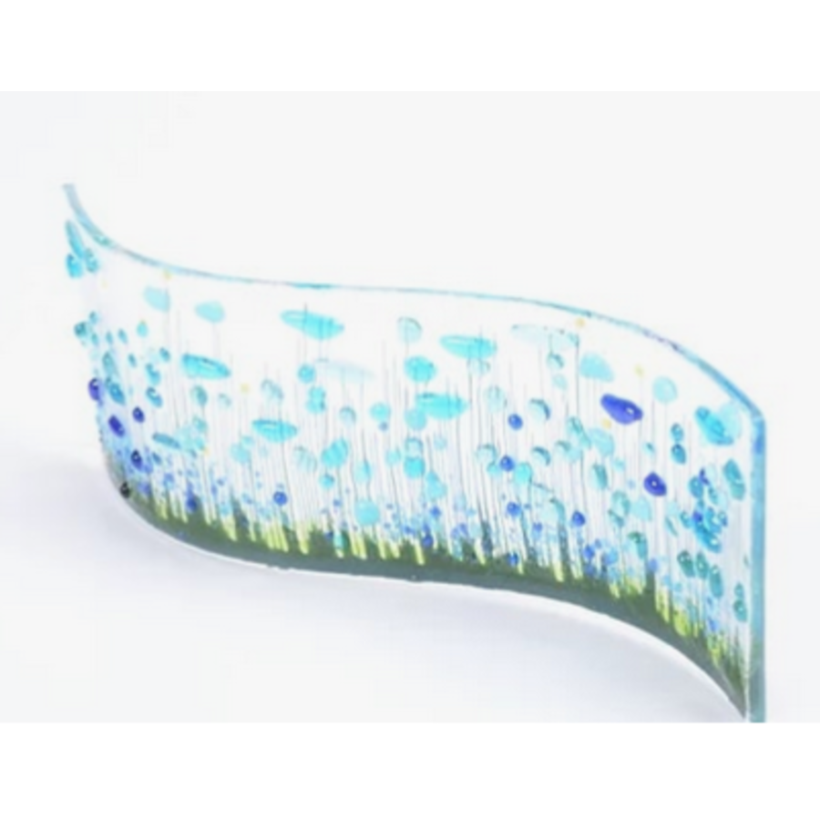 Handmade Fused Glass Cornflower Wave