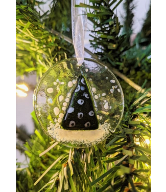 Pam Peters Designs Fused Glass Christmas Snow Globe Card