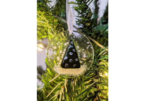  Pam Peters Designs Fused Glass Christmas Snow Globe Card 