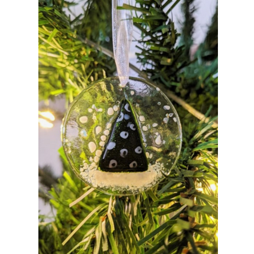  Pam Peters Designs Fused Glass Christmas Snow Globe Card 