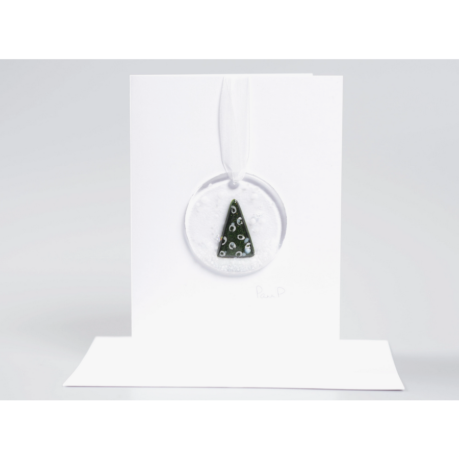 Fused Glass Christmas Snow Globe Card