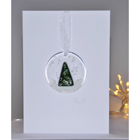 Fused Glass Christmas Snow Globe Card