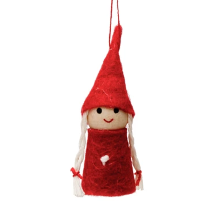 Fabric & Wood Elf Ornament
