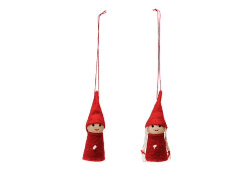  Creative Co-Op Fabric & Wood Elf Ornament 