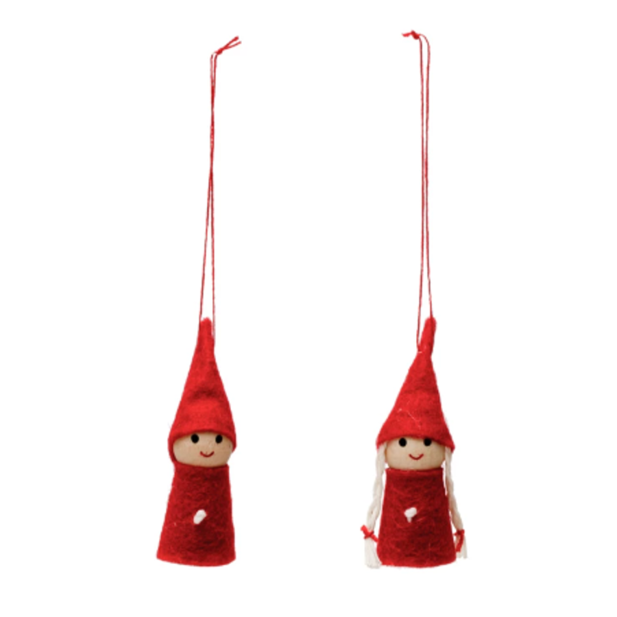 Fabric & Wood Elf Ornament