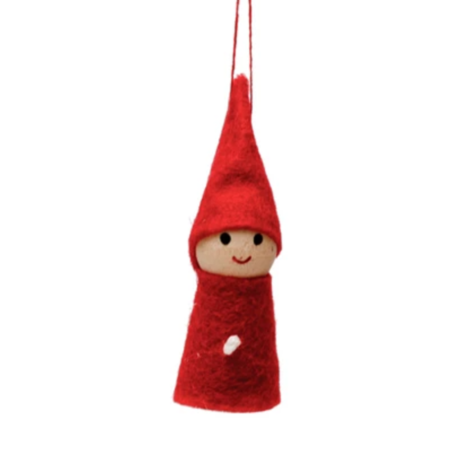 Fabric & Wood Elf Ornament