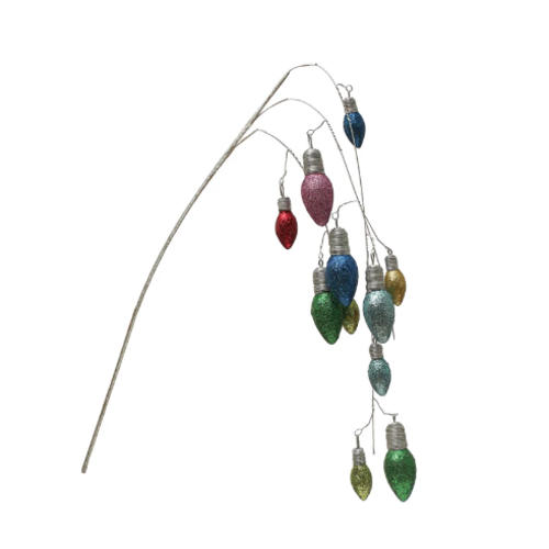  Creative Co-Op Light Bulb Branch with Glitter 