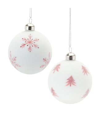 Melrose International, LLC Glass White Red Ornaments