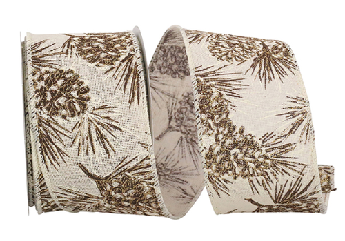  Reliant Ribbon Pinecone Glitter Ribbon 2.5 in 