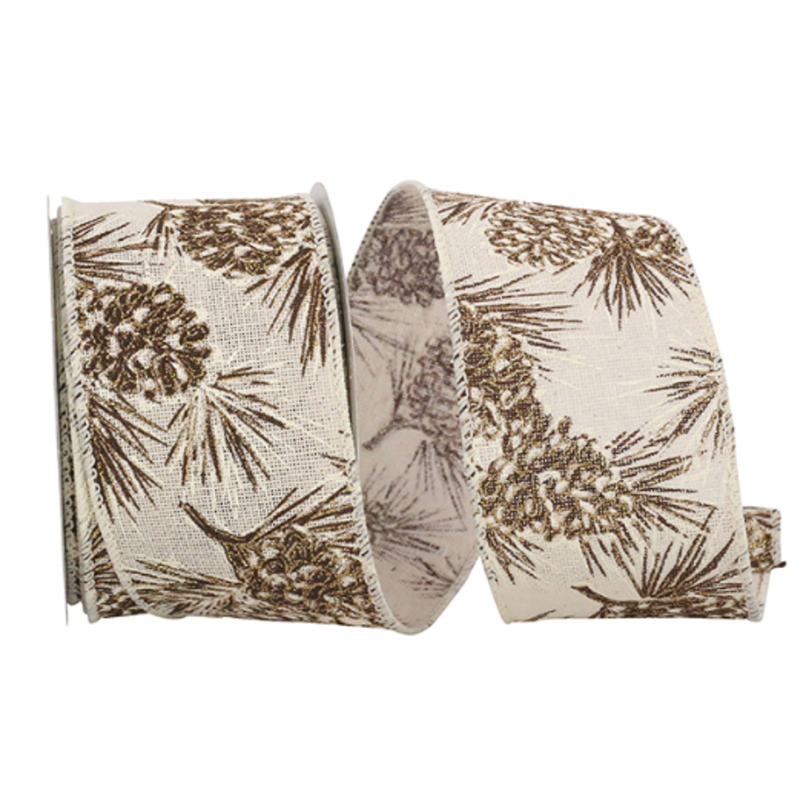 Pinecone Glitter Ribbon 2.5 in