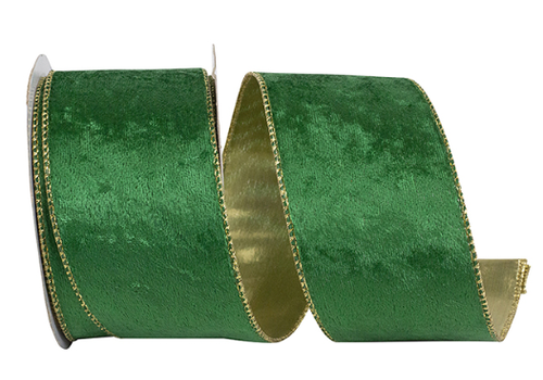  Reliant Ribbon Velvet Plush Ribbon Green 2.5 in 