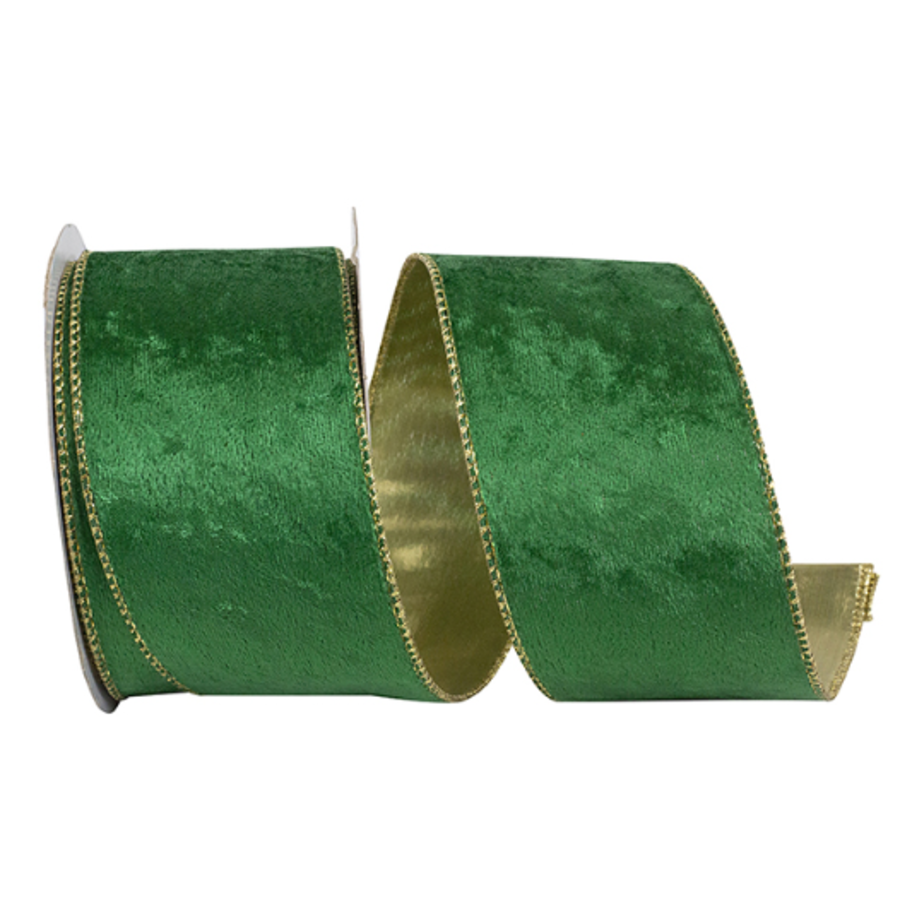 Velvet Plush Ribbon Green 2.5 in