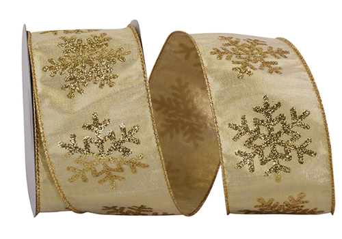  Reliant Ribbon Glitter Gold Snowflake Ribbon 2.5 in 