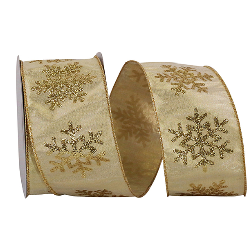  Reliant Ribbon Glitter Gold Snowflake Ribbon 2.5 in 