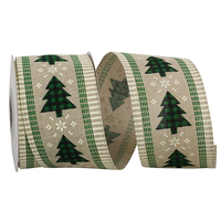 Tree Linen Ticking Ribbon 2.5 in