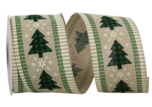  Reliant Ribbon Tree Linen Ticking Ribbon 2.5 in 