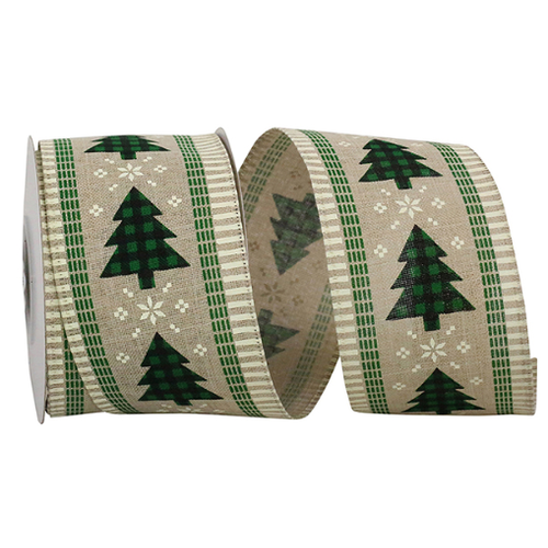  Reliant Ribbon Tree Linen Ticking Ribbon 2.5 in 