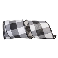 Black/White Check Ribbon 4 in