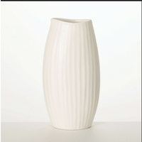 White Ribbed Vase