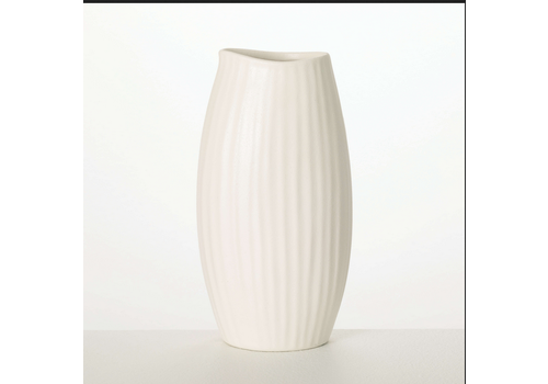  Sullivans White Ribbed Vase 