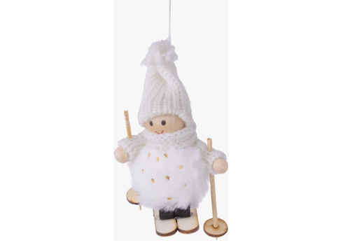  Silver Tree Home & Holiday Child on Wood Skis Ornament 