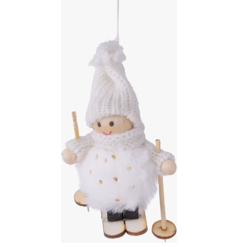 Silver Tree Home & Holiday Child on Wood Skis Ornament 